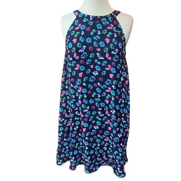Betsey Johnson Floral Halter Neck Sleeveless Midi Dress in‎ Navy Blue, Size 10 - Picture 1 of 9